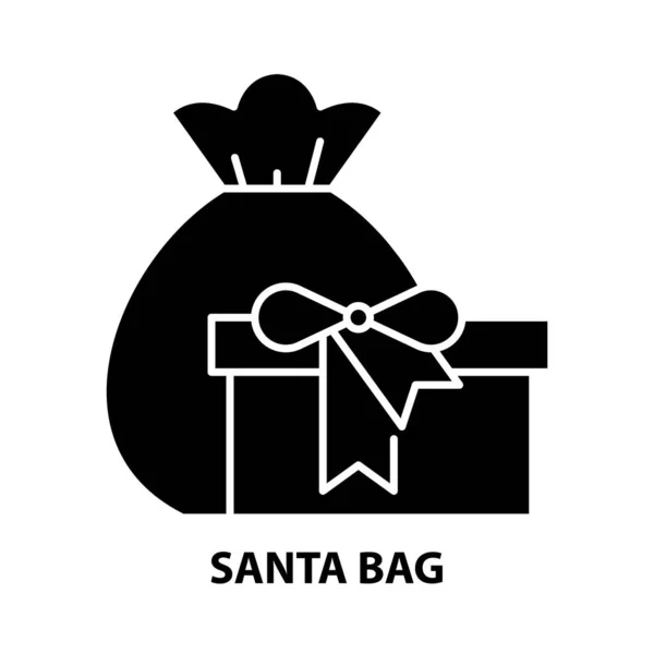 Ikona sáčku Santa, černý vektorový znak s upravitelnými tahy, koncept ilustrace — Stockový vektor