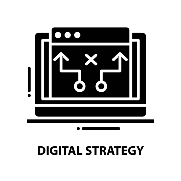 Иконка цифрового символа стратегии, знак черного вектора с редактируемыми штрихами, концептуальная иллюстрация — стоковый вектор