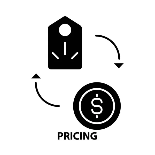 Значок ціноутворення, чорний векторний знак зі зміненими штрихами, концептуальна ілюстрація — стоковий вектор