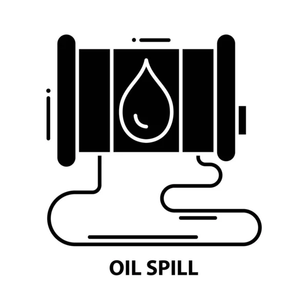 Ikona wycieku oleju, czarny znak wektora z edytowalnymi pociągnięciami, ilustracja koncepcyjna — Wektor stockowy