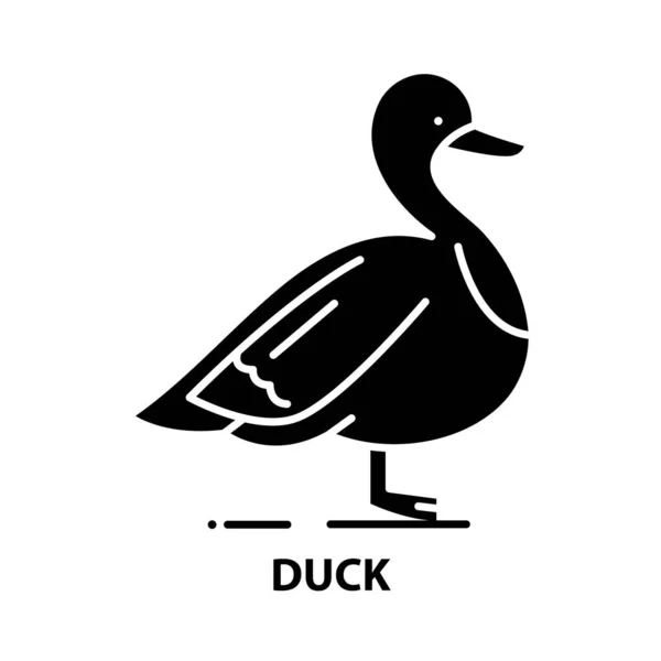 Icono de pato, signo de vector negro con trazos editables, ilustración de concepto — Vector de stock