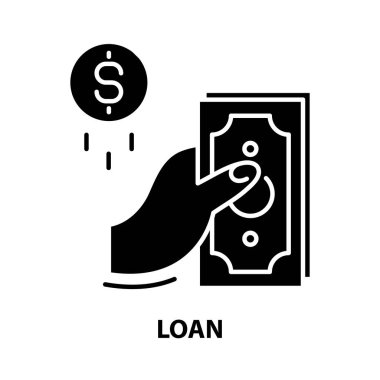 Kredi simgesi, düzenlenebilir vuruşlarla siyah vektör işareti, konsept illüstrasyon