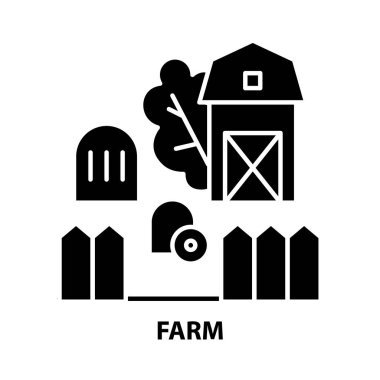 çiftlik simgesi, düzenlenebilir vuruşlu siyah vektör işareti, konsept illüstrasyon