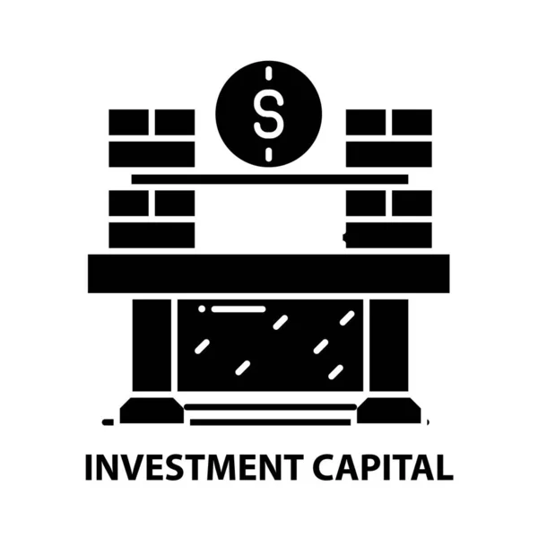 Investiční kapitálová ikona, černý vektorový znak s upravitelnými tahy, koncept ilustrace — Stockový vektor