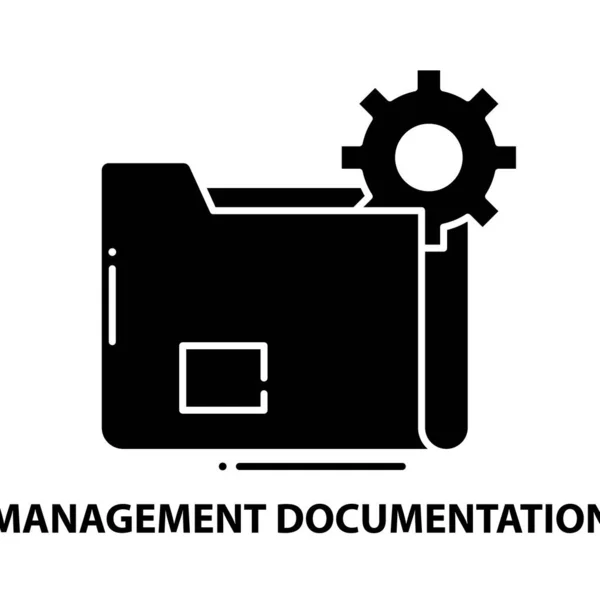 Management dokumentation ikon, svart vektor tecken med redigerbara drag, koncept illustration — Stock vektor