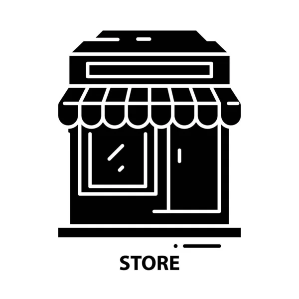 Icona del negozio, segno vettoriale nero con tratti modificabili, illustrazione concettuale — Vettoriale Stock