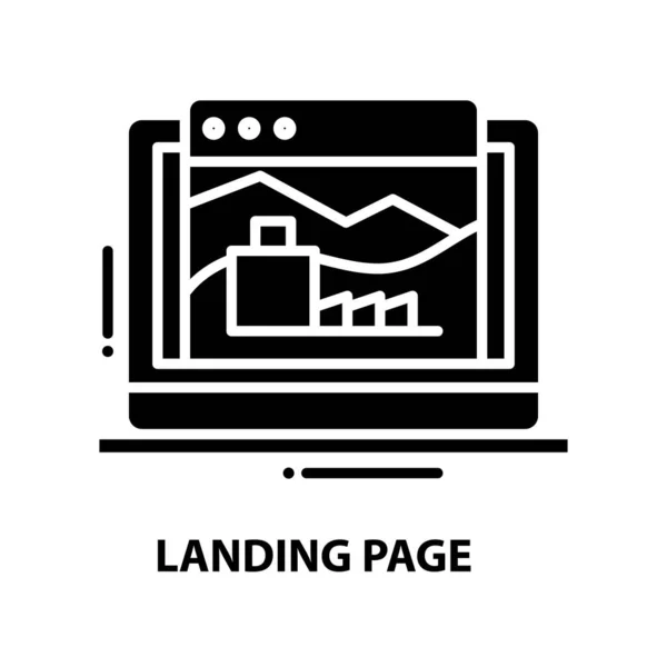Icono de la página de aterrizaje, signo de vector negro con movimientos editables, ilustración de concepto — Vector de stock