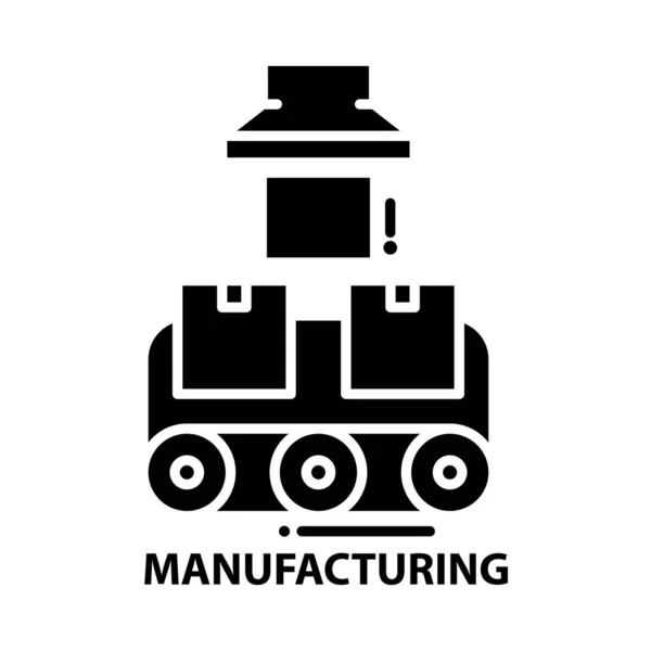 Fertigungssymbol, schwarzes Vektorzeichen mit editierbaren Strichen, Konzeptillustration — Stockvektor