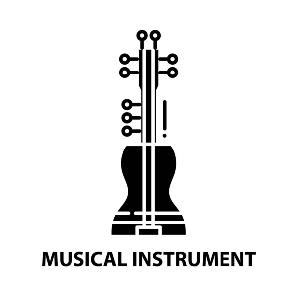 Ikon instrumen musik, tanda vektor hitam dengan coretan yang dapat disunting, ilustrasi konsep - Stok Vektor
