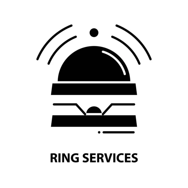 Icône des services de bague, signe vectoriel noir avec touches modifiables, illustration de concept — Image vectorielle