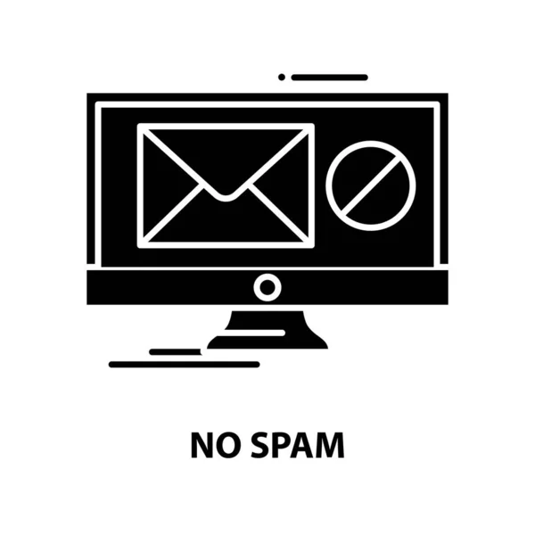 No spam icon, black vector sign with editable strokes, concept illustration — Stock Vector