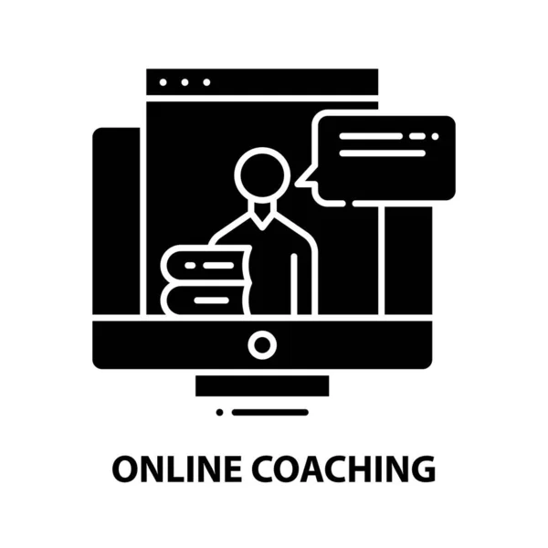 Icona del coaching online, segno vettoriale nero con tratti modificabili, illustrazione concettuale — Vettoriale Stock