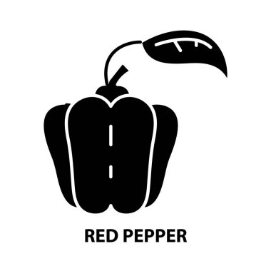 kırmızı biber simgesi, düzenlenebilir vuruşlarla siyah vektör işareti, konsept illüstrasyon