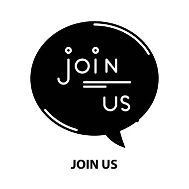 Bize katılın, siyah vektör işareti ile düzenlenebilir vuruşlar, konsept illüstrasyon