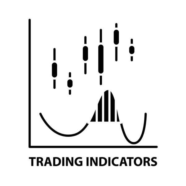 Comercio de indicadores icono, signo de vector negro con trazos editables, ilustración de concepto — Archivo Imágenes Vectoriales