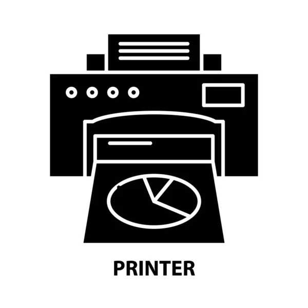 프린터 아이콘, 검은 벡터 사인에 편집 가능 한 획, 컨셉 일러스트 — 스톡 벡터