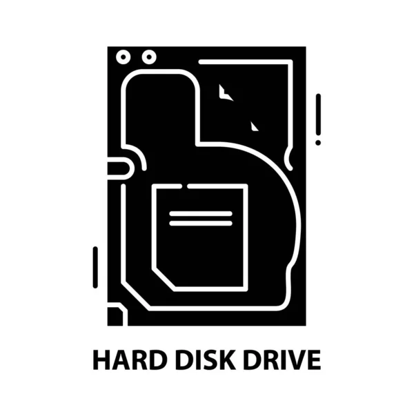 Icône de disque dur, signe vectoriel noir avec touches modifiables, illustration de concept — Image vectorielle