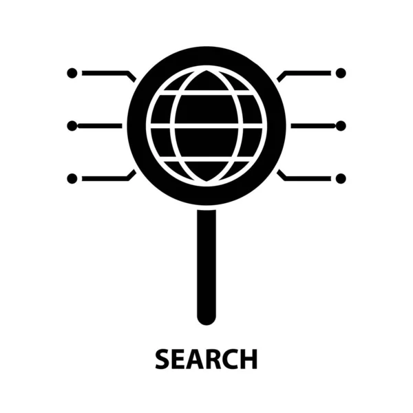 Иконка поиска, знак черного вектора с редактируемыми штрихами, концептуальная иллюстрация — стоковый вектор