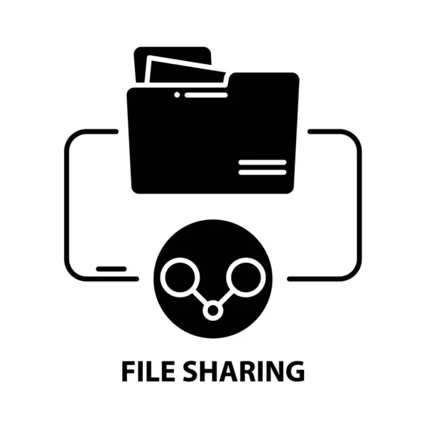 File sharing icoon, zwart vectorteken met aanpasbare slagen, concept illustratie — Stockvector