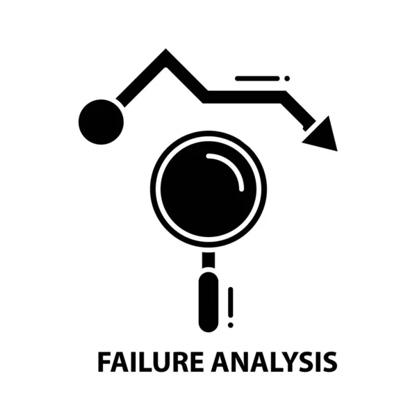 Failure analysis icon, black vector sign with editable strokes, concept illustration — Stock Vector