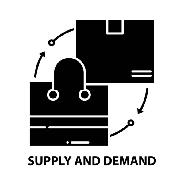 供給と需要のアイコン編集可能なストロークと黒のベクトル記号、コンセプトイラスト — ストックベクタ