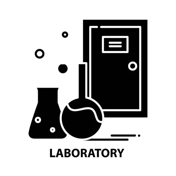Laboratorium icoon, zwart vectorteken met instelbare slagen, concept illustratie — Stockvector