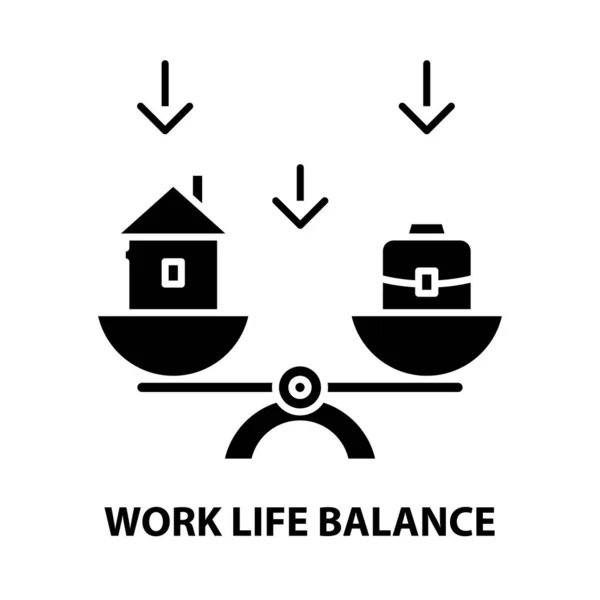 Значок балансу робочого життя, чорний векторний знак з зміненими штрихами, концептуальна ілюстрація — стоковий вектор