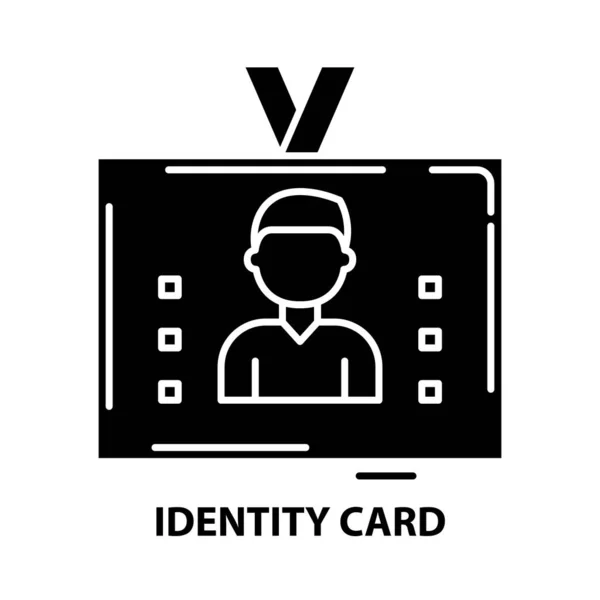 Icono de la tarjeta de identidad, signo de vector negro con trazos editables, ilustración de concepto — Vector de stock