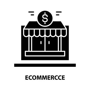 ecommerce simgesi, düzenlenebilir vuruşları olan siyah vektör işareti, konsept illüstrasyon