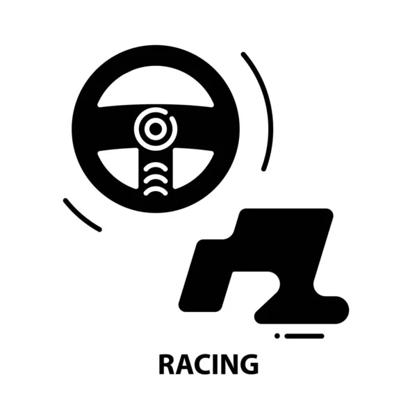Ícone de corrida, sinal de vetor preto com traços editáveis, ilustração conceito — Vetor de Stock