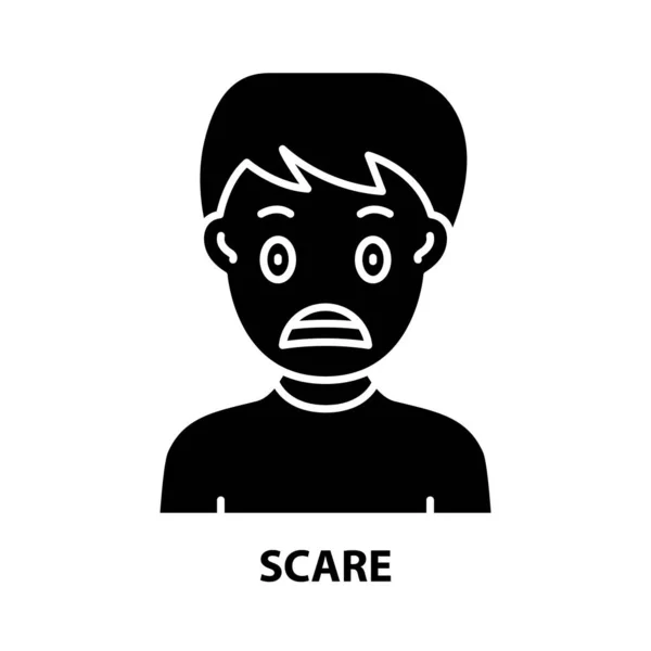 Icono de miedo, signo de vector negro con trazos editables, ilustración de concepto — Vector de stock