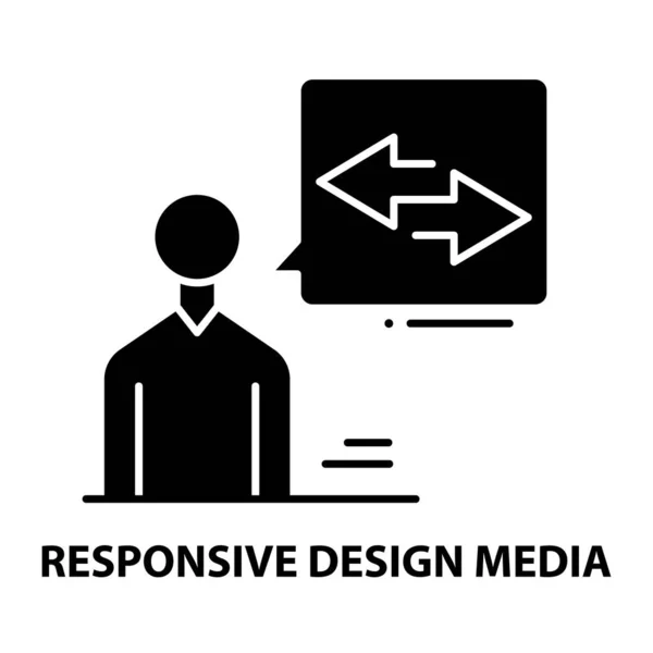 Icono de medios de diseño sensible, signo de vector negro con movimientos editables, ilustración de concepto — Archivo Imágenes Vectoriales