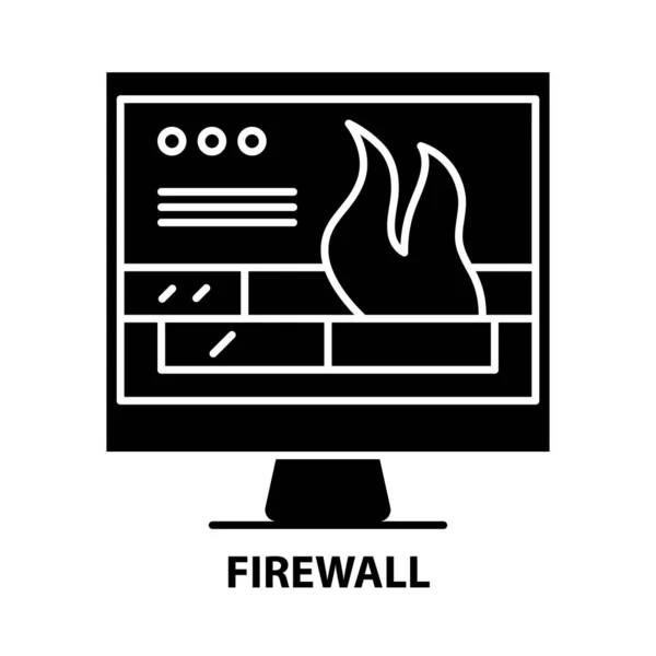 Firewall icon, black vector sign with editable strokes, concept illustration — Stock Vector