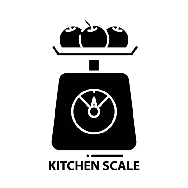 Ikona kuchyňské stupnice, černá vektorová značka s upravitelnými tahy, koncept ilustrace — Stockový vektor