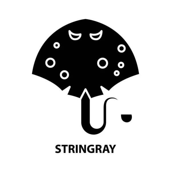 Stringray-Symbol, schwarzes Vektorzeichen mit editierbaren Strichen, Konzeptillustration — Stockvektor