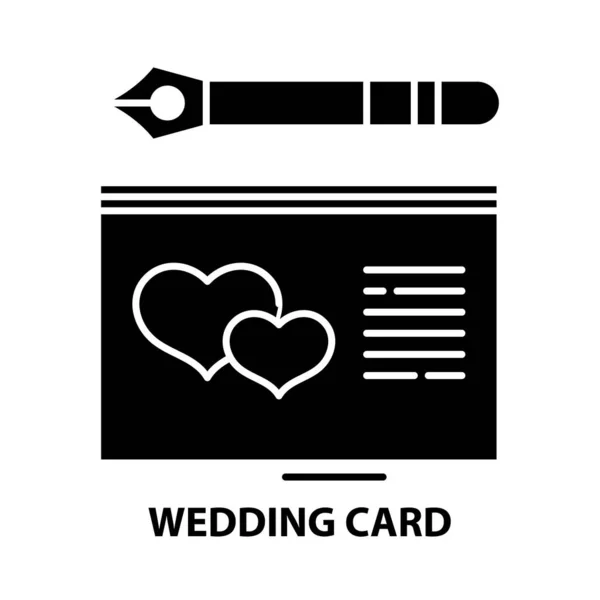 Icono de la tarjeta de boda, signo de vector negro con movimientos editables, ilustración de concepto — Archivo Imágenes Vectoriales