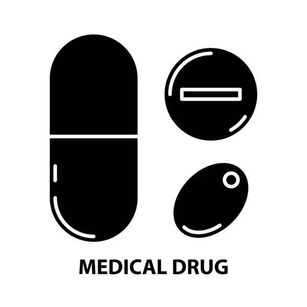 Иконка медицинского препарата, знак черного вектора с редактируемыми штрихами, концептуальная иллюстрация — стоковый вектор