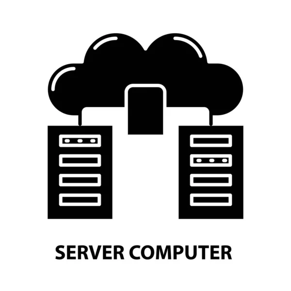 Ícone do computador servidor, sinal vetorial preto com traços editáveis, ilustração conceito — Vetor de Stock