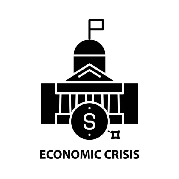 Icono de la crisis económica, signo de vector negro con trazos editables, ilustración del concepto — Archivo Imágenes Vectoriales