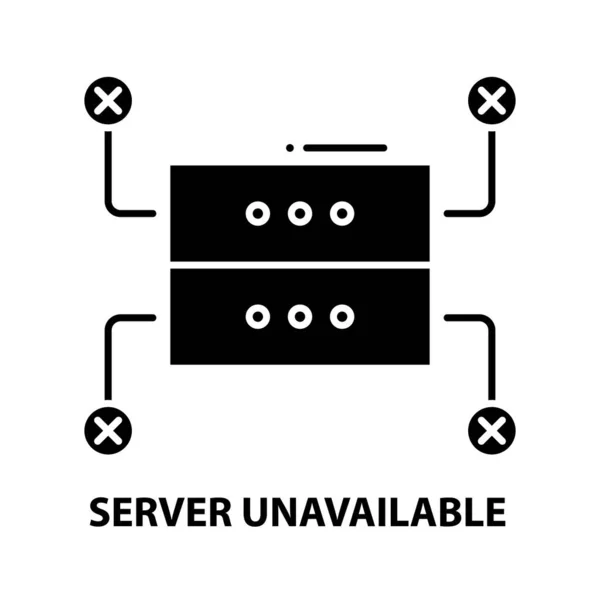 Server-Icon nicht verfügbar, schwarzes Vektorzeichen mit editierbaren Strichen, Konzeptillustration — Stockvektor