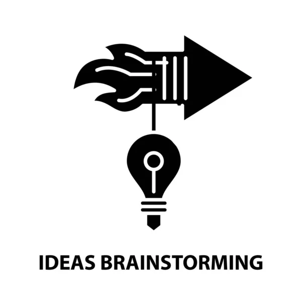 Idee icona brainstorming, segno vettoriale nero con tratti modificabili, illustrazione del concetto — Vettoriale Stock