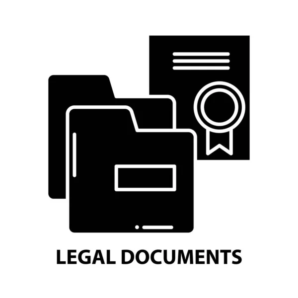 Symbol für rechtliche Dokumente, schwarzes Vektorzeichen mit editierbaren Strichen, Konzeptillustration — Stockvektor