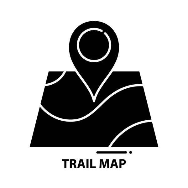 Ikona mapy szlaku, czarny znak wektora z edytowalnymi pociągnięciami, ilustracja koncepcyjna — Wektor stockowy
