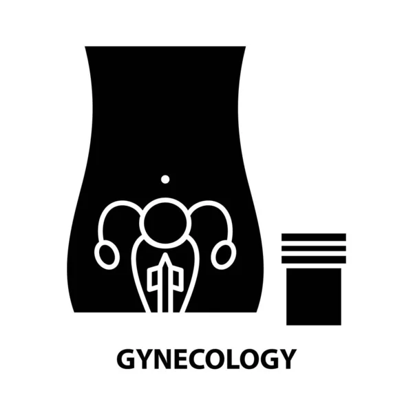 Icona della ginecologia, segno vettoriale nero con tratti modificabili, illustrazione concettuale — Vettoriale Stock