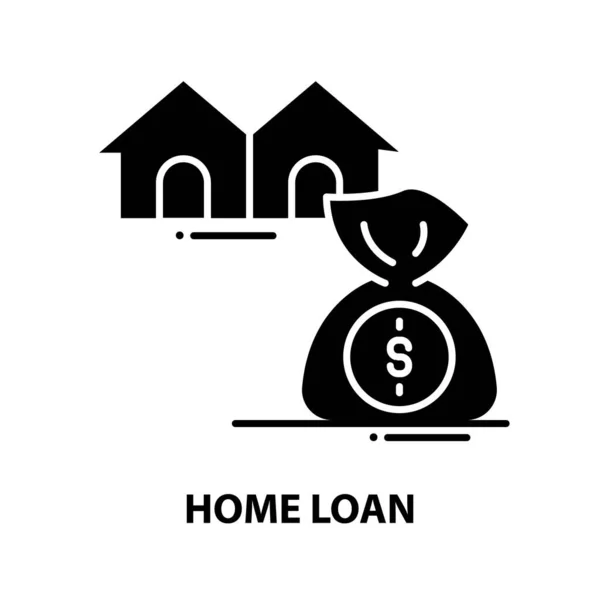 Ícone de empréstimo home, sinal de vetor preto com traços editáveis, ilustração conceito —  Vetores de Stock
