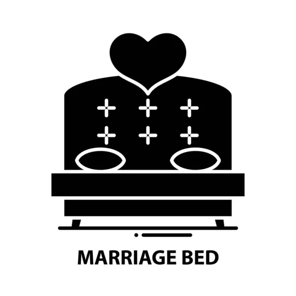 Icono de la cama matrimonial, signo de vector negro con movimientos editables, ilustración de concepto — Archivo Imágenes Vectoriales