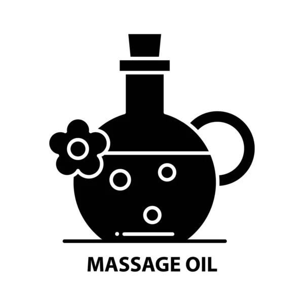 Icono de aceite de masaje, signo de vector negro con movimientos editable, ilustración concepto — Vector de stock