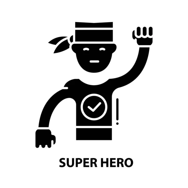 Ikona superbohatera, czarny znak wektora z edytowalnymi pociągnięciami, ilustracja koncepcyjna — Wektor stockowy