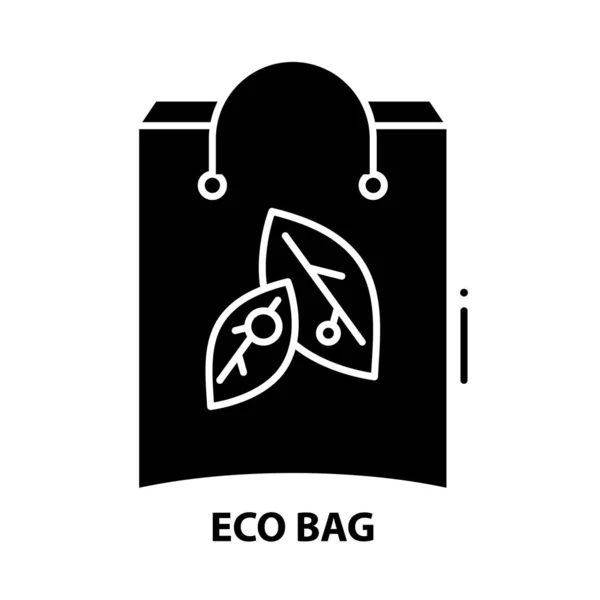 Eco bag sign icon, black vector sign with editable strokes, concept illustration — Stock Vector