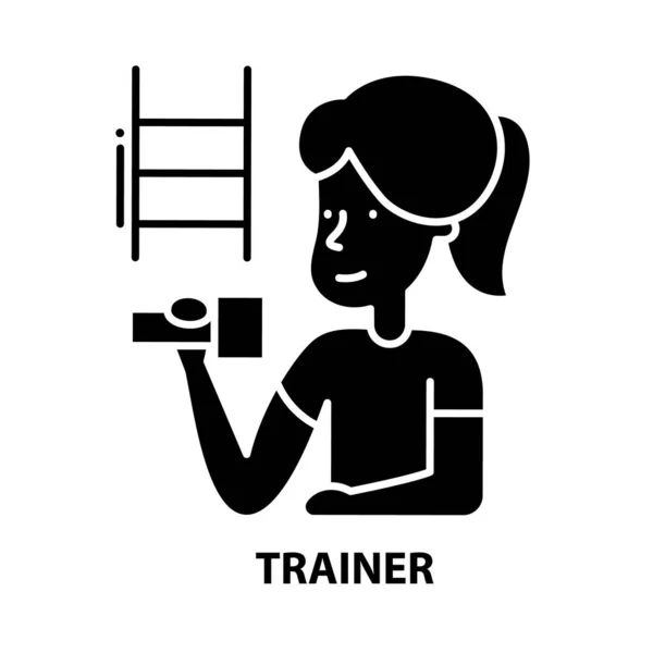Icona del trainer, segno vettoriale nero con tratti modificabili, illustrazione concettuale — Vettoriale Stock